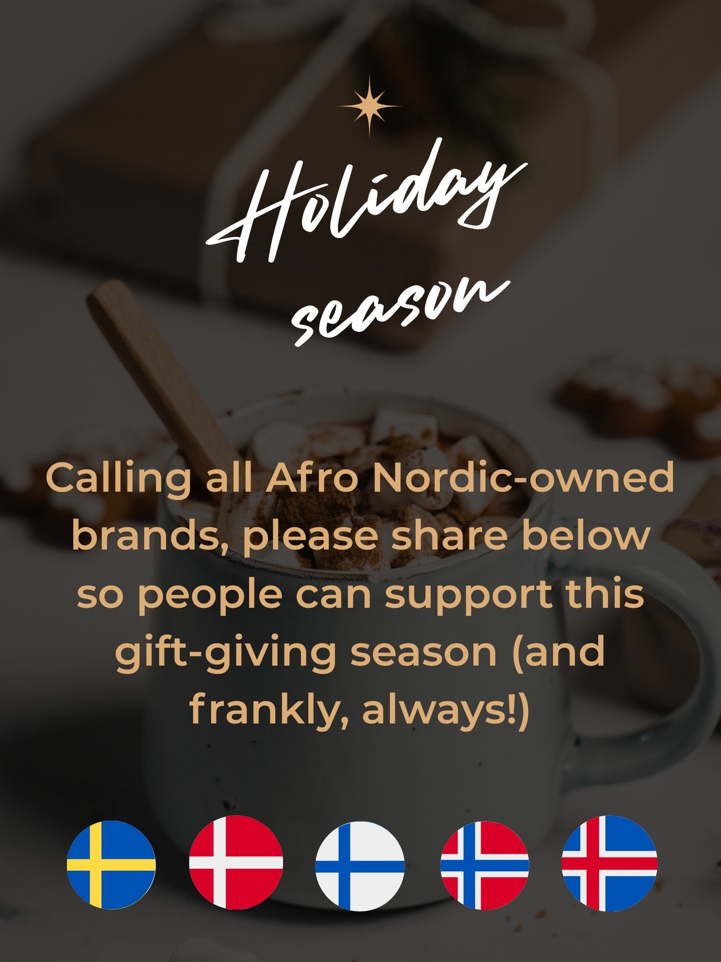 The holiday season is soon upon us. So I'm calling all Afro Nordic-owned brands, please share below so people can support this gift-giving season (and frankly, always!)

Tag an Afro Nordic-owned brand, a short description, and drop the country flag as well so people know.

#gifting #giftideas #payitforward #buyblack #supportblackbusiness #afronordic