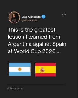 This is the greatest lesson I learned from watching the Argentina vs. Spain match…

Even if you’re the biggest star, the low vibrational people you surround yourself with will tarnish your legacy.

#fifaworldcup2026 #spain #argentina #worldcup2026 #worldcup