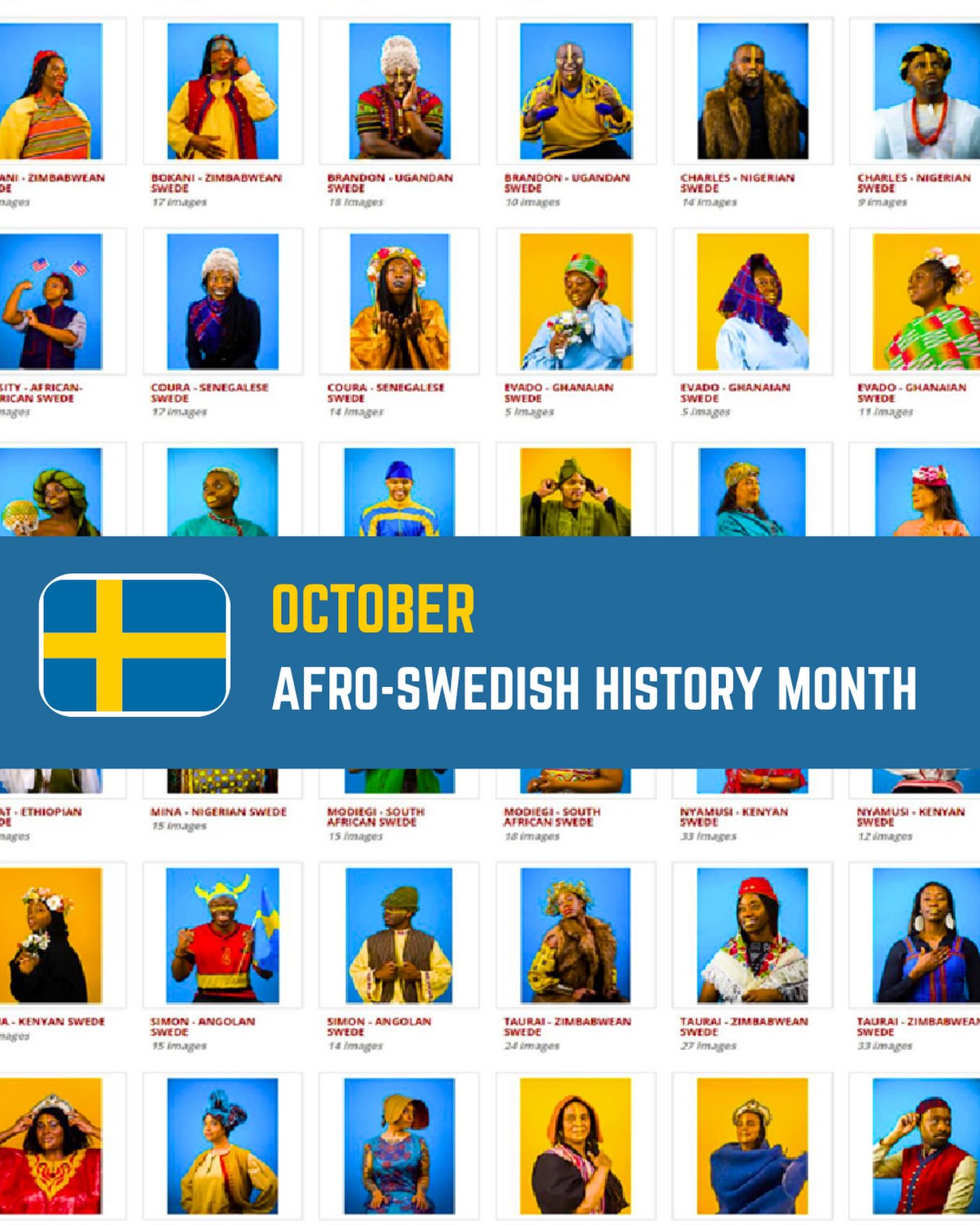 Every October in Sweden, we celebrate the lives and contributions of Afro-Swedes historically and in the modern day all month long.

Organizations such as @afrosvenskarnas_riksorg , @afrosvenska_forum_for_rattvisa, @afrosvenskhistorievecka, @blackarchivessweden, @southnord, @africa_nmwc_swe, and @etnografiska, among others, have events planned all month long in celebration and honour of those who have come before us and who continue to lift us up.

On this end with ÅFRÖNỌ̀RDÍC and ÅFRÖSWÈ̩DÉ̩, we have some exciting upcoming announcements which we are eager to share, and which will continue to take this visual celebration globally and regionally.

Learn more about  the History of Afro-Swedes here - https://www.varldskulturmuseerna.se/en/projects/afrika-pagar/the-history-of-afro-swedes/

Music by two iconic AfroSwedes - @seinabosey and @w.aterbaby 

#blackhistorymonth #afroswedishhistory #afroswedishhistoryweek #afroswede sweden